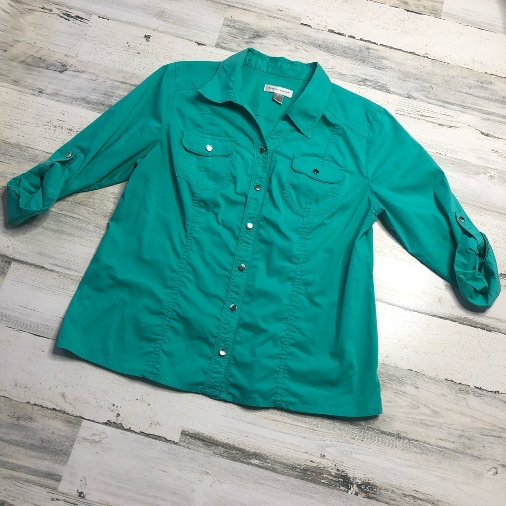 Christopher & Banks button down teal shirt size M